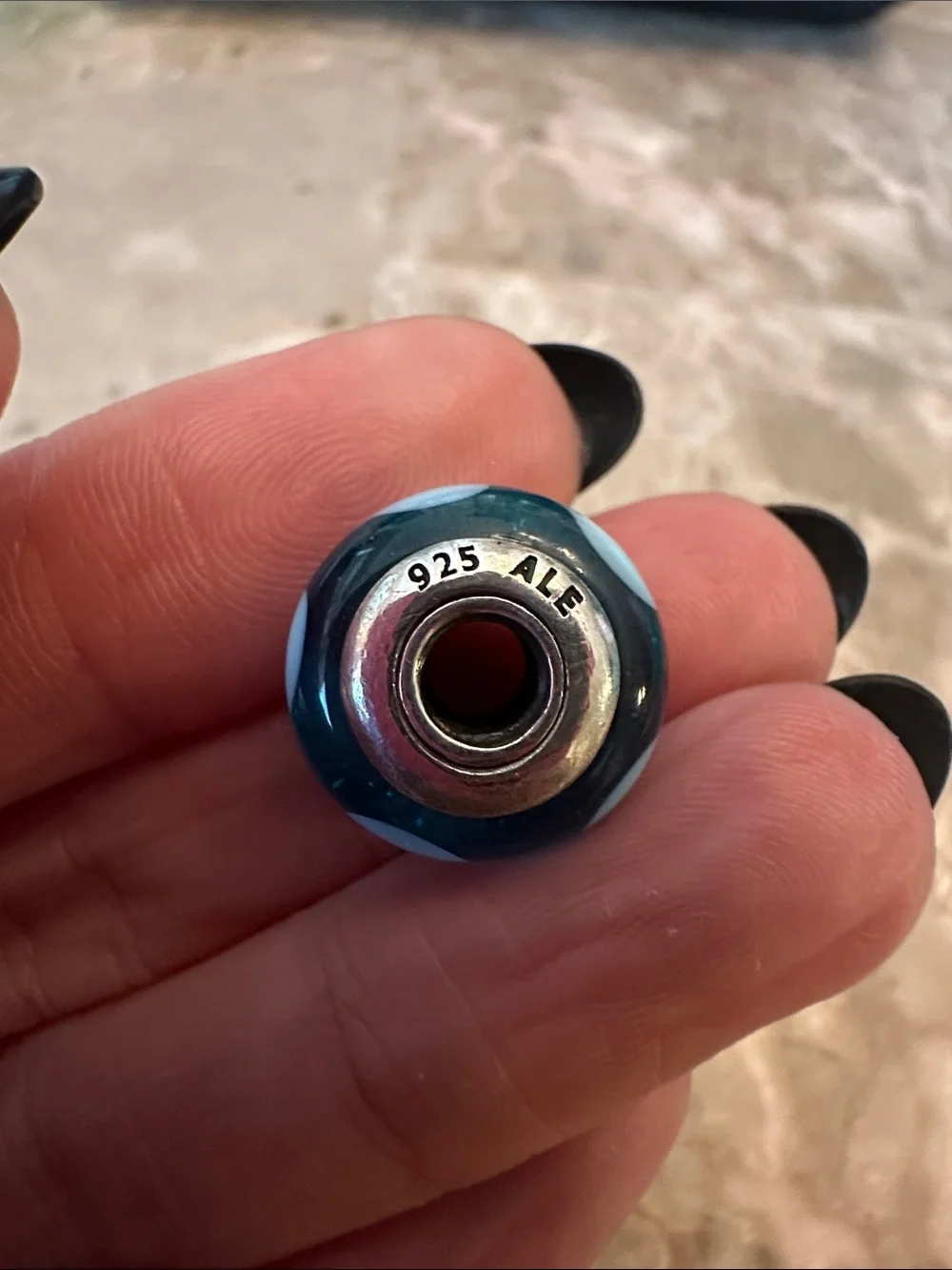 Pandora Blue Love Hearts Murano Glass Charm (Model #790657)